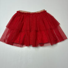 Load image into Gallery viewer, Girls Anko, lined red tulle &amp; gold glitter skirt, elasticated, GUC, size 5,