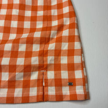 Load image into Gallery viewer, Girls GHANDA, cotton lined, lightweight, orange check skirt, W: 30cm across, length 40cm, EUC, size 8-9,
