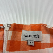 Load image into Gallery viewer, Girls GHANDA, cotton lined, lightweight, orange check skirt, W: 30cm across, length 40cm, EUC, size 8-9,