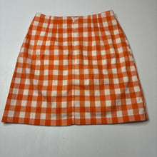 Load image into Gallery viewer, Girls GHANDA, cotton lined, lightweight, orange check skirt, W: 30cm across, length 40cm, EUC, size 8-9,