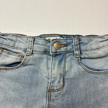 Load image into Gallery viewer, Unisex Breakers, blue stretch denim jean shorts, adjustable, GUC, size 6,