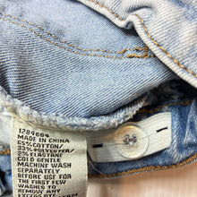 Load image into Gallery viewer, Unisex Breakers, blue stretch denim jean shorts, adjustable, GUC, size 6,