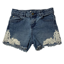 Load image into Gallery viewer, Girls Anko, lace trim stretch denim shorts, adjustable, GUC, size 10,