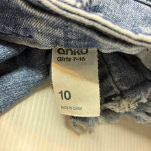 Load image into Gallery viewer, Girls Anko, lace trim stretch denim shorts, adjustable, GUC, size 10,