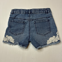 Load image into Gallery viewer, Girls Anko, lace trim stretch denim shorts, adjustable, GUC, size 10,
