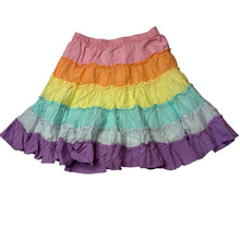 Load image into Gallery viewer, Girls Anko, lined lightweight cotton rainbow skirt, elasticated, GUC, size 7,