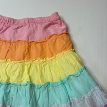 Load image into Gallery viewer, Girls Anko, lined lightweight cotton rainbow skirt, elasticated, GUC, size 7,