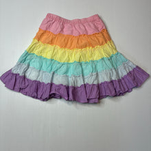 Load image into Gallery viewer, Girls Anko, lined lightweight cotton rainbow skirt, elasticated, GUC, size 7,