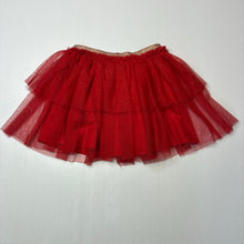 Load image into Gallery viewer, Girls Anko, lined red tulle &amp; gold glitter skirt, elasticated, GUC, size 3,