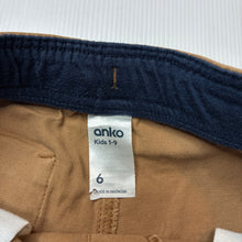 Load image into Gallery viewer, Boys Anko, brown stretch cotton shorts, elasticated, EUC, size 6,