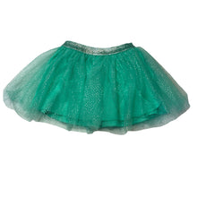 Load image into Gallery viewer, Girls KID, lined green tulle &amp; silver glitter skirt, elasticated, EUC, size 2,