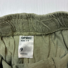 Load image into Gallery viewer, Boys Anko, green cotton shorts, elasticated, GUC, size 9,