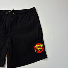 Load image into Gallery viewer, Boys SANTA CRUZ, black lightweight shorts, elasticated, EUC, size 12,