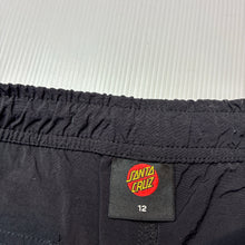 Load image into Gallery viewer, Boys SANTA CRUZ, black lightweight shorts, elasticated, EUC, size 12,