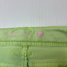 Load image into Gallery viewer, Girls Celebrity Pink, green stretchy shorts, adjustable, light mark front left leg, GUC, size 5,