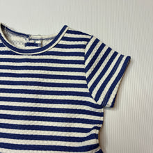 Load image into Gallery viewer, Girls St Bernard, blue &amp; white stripe short sleeve dress, GUC, size 0, L: 40cm