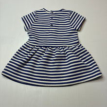 Load image into Gallery viewer, Girls St Bernard, blue &amp; white stripe short sleeve dress, GUC, size 0, L: 40cm