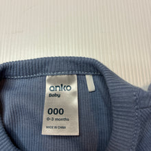 Load image into Gallery viewer, Unisex Anko, ribbed cotton zip coverall / romper, EUC, size 000,