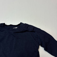 Load image into Gallery viewer, Unisex Dymples, navy cotton long sleeve tee / top, EUC, size 000,
