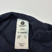 Load image into Gallery viewer, Unisex Dymples, navy cotton long sleeve tee / top, EUC, size 000,