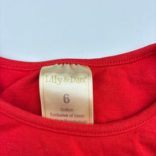 Load image into Gallery viewer, Girls Lily &amp; Dan, red cotton long sleeve tee / top, GUC, size 6,