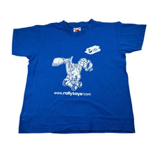 Load image into Gallery viewer, Boys FRUIT OF THE LOOM, rolly toys, blue cotton t-shirt, wash fade, FUC, size 5-6,