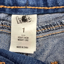 Load image into Gallery viewer, Girls H&amp;T, blue stretch denim jeans adjustable, GUC, size 1,