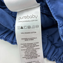 Load image into Gallery viewer, Boys purebaby, blue organic cotton shorts, adjustable, wash fade, FUC, size 4,