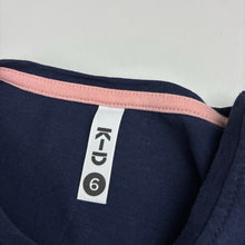 Load image into Gallery viewer, Girls KID, navy cotton long sleeve dress, butterfly, GUC, size 6, L: 65cm