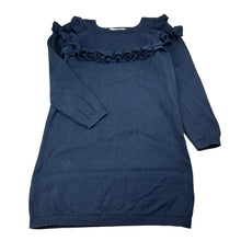 Load image into Gallery viewer, Girls Milkshake, navy knitted cotton long sleeve dress, GUC, size 6, L: 57cm