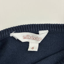 Load image into Gallery viewer, Girls Milkshake, navy knitted cotton long sleeve dress, GUC, size 6, L: 57cm