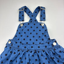 Load image into Gallery viewer, Girls Anko, denim lightweight overalls dress / pinafore, GUC, size 4, L: 52cm