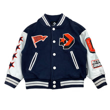 Load image into Gallery viewer, Boys Converse, Chuck Taylor, varsity style jacket, faux leather sleeves, marks on cuffs, FUC, size 4,