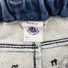 Load image into Gallery viewer, Unisex Petit Bateau, stretch knit denim, pants, elasticated, GUC, size 2,