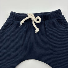 Load image into Gallery viewer, Unisex Designer Kidz, navy ribbed pants / bottoms, elasticated, wash fade, FUC, size 000,