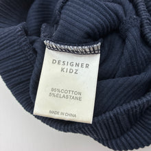 Load image into Gallery viewer, Unisex Designer Kidz, navy ribbed pants / bottoms, elasticated, wash fade, FUC, size 000,