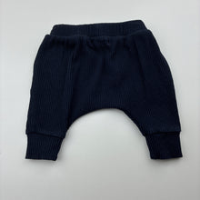 Load image into Gallery viewer, Unisex Designer Kidz, navy ribbed pants / bottoms, elasticated, wash fade, FUC, size 000,