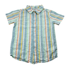 Load image into Gallery viewer, Boys Anko, striped linen / cotton short-sleeve shirt, EUC, size 7,