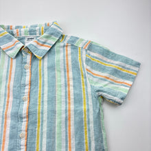 Load image into Gallery viewer, Boys Anko, striped linen / cotton short-sleeve shirt, EUC, size 7,