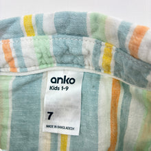 Load image into Gallery viewer, Boys Anko, striped linen / cotton short-sleeve shirt, EUC, size 7,