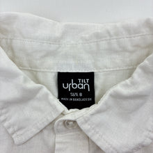 Load image into Gallery viewer, Boys Urban, white linen / cotton short-sleeve shirt, EUC, size 8,