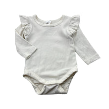 Load image into Gallery viewer, Girls Dymples, stretchy ruffle bodysuit / romper, GUC, size 000,