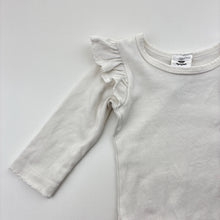 Load image into Gallery viewer, Girls Dymples, stretchy ruffle bodysuit / romper, GUC, size 000,