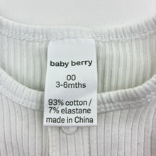 Load image into Gallery viewer, Unisex Baby Berry, ribbed stretchy bodysuit / romper, GUC, size 00,