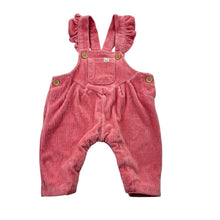 Load image into Gallery viewer, Girls Dymples, ribbed velour overalls / romper, EUC, size 000,