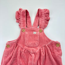 Load image into Gallery viewer, Girls Dymples, ribbed velour overalls / romper, EUC, size 000,