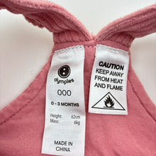 Load image into Gallery viewer, Girls Dymples, ribbed velour overalls / romper, EUC, size 000,