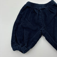 Load image into Gallery viewer, Unisex Target, navy ribbed organic cotton pants, elasticated, GUC, size 000,