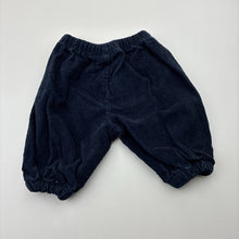Load image into Gallery viewer, Unisex Target, navy ribbed organic cotton pants, elasticated, GUC, size 000,