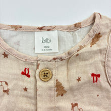 Load image into Gallery viewer, Unisex Bilbi, lightweight cotton Christmas romper, EUC, size 000,